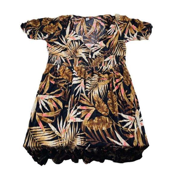 Old Navy Womens Tropical Leaf Print Mini Dress M - Picture 1 of 7